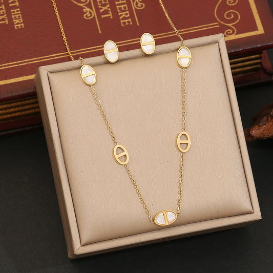 Playful Animal Style Butterfly Pendant Stainless Steel Necklace with Plated Finish for Women