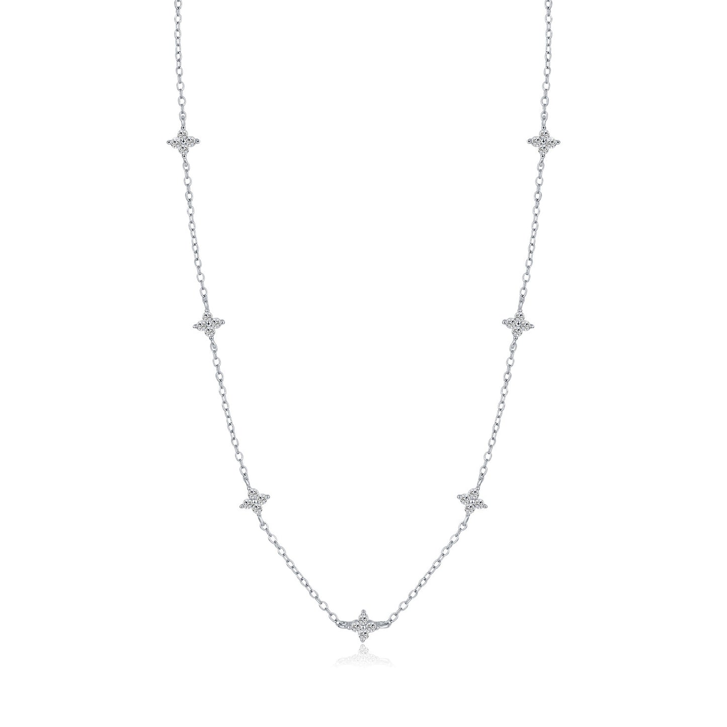 Elegante juego de joyas de plata esterlina 925 con trébol de cuatro hojas para mujer con collar, pulsera y aretes con colgante floral chapado