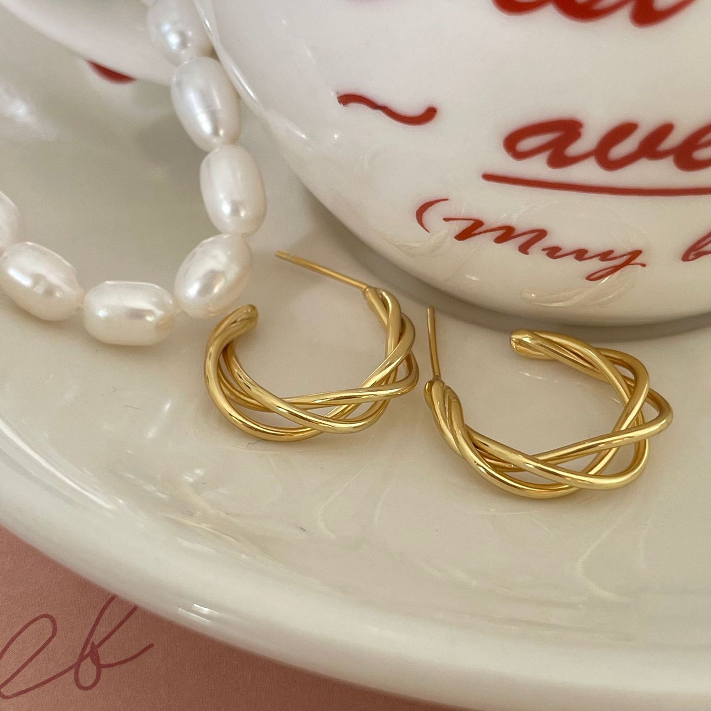 Minimalist 925 Sterling Silver Geometric Wave Hoop Earrings for Women
