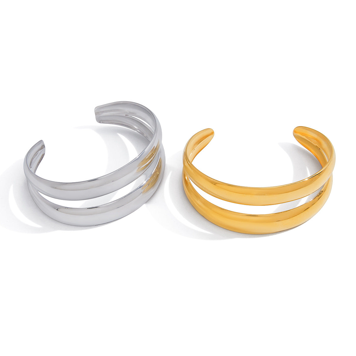 Elegant Geometric Stainless Steel and Titanium Steel Plated Bracelet Ring Set for Women