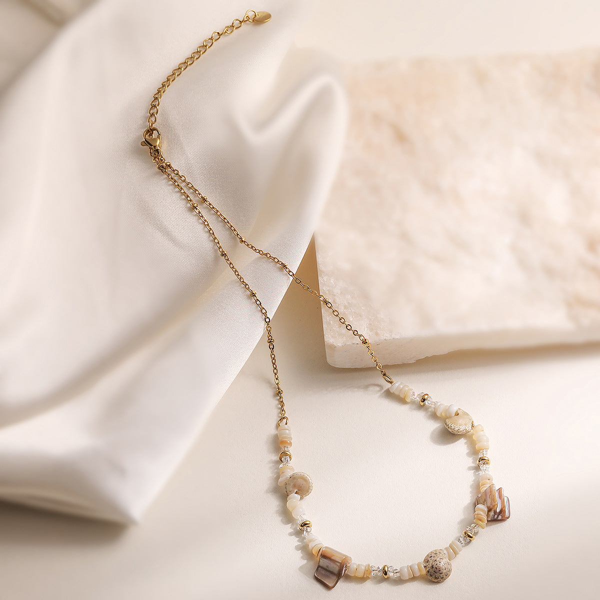Minimalist Geometric Stainless Steel Shell Necklace for Women