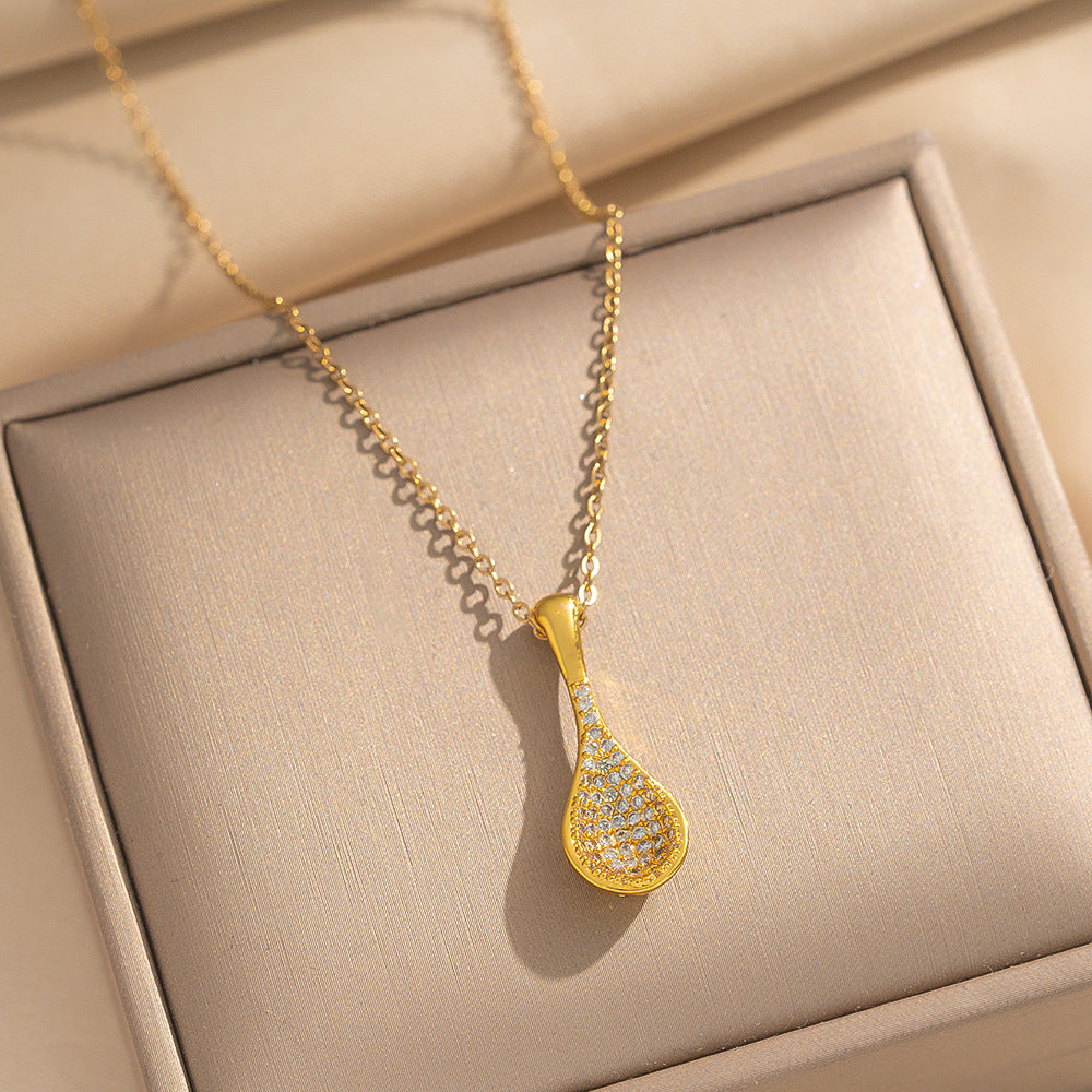 Collar Minimalista con Colgante de Ola y Geométrico para Mujer en Acero de Titanio con Chapado en Oro de 18K, Cadena Hipoalergénica para Clavícula con Motivos de Corazón y Lazo