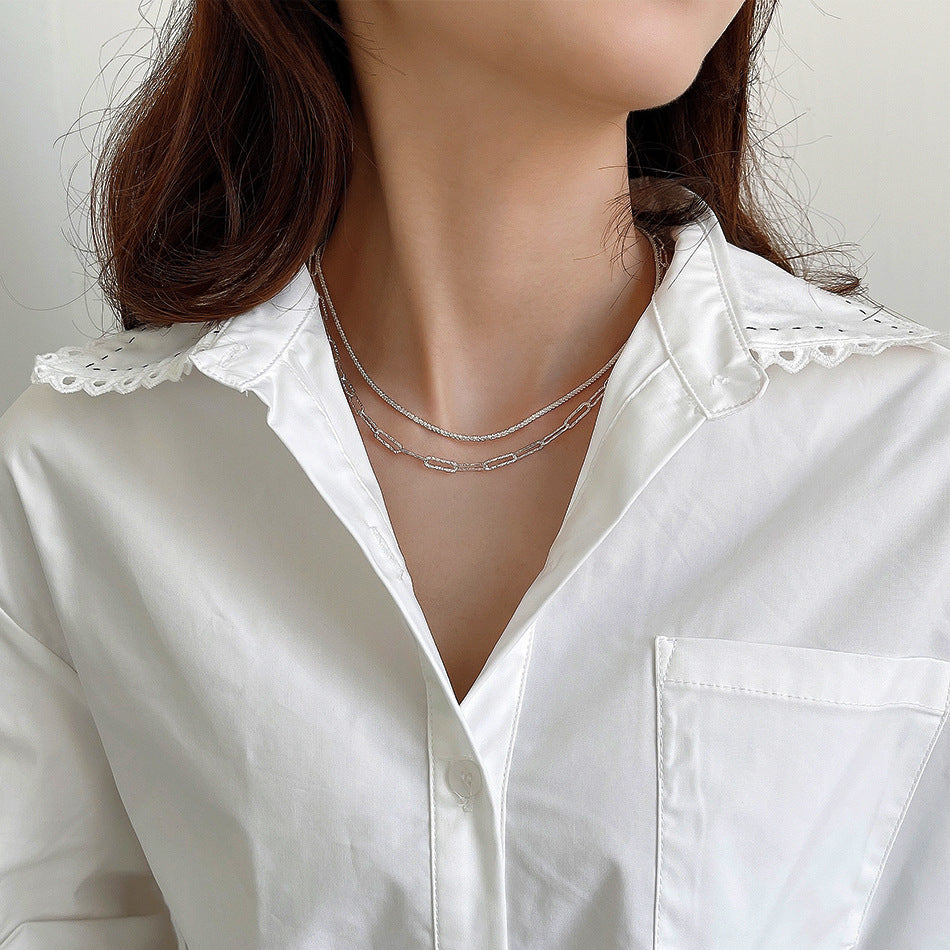 Minimalist Round Geometric Silver Necklace with Iridescent Finish, 925 Sterling Silver Snake Chain, Short Choker Style