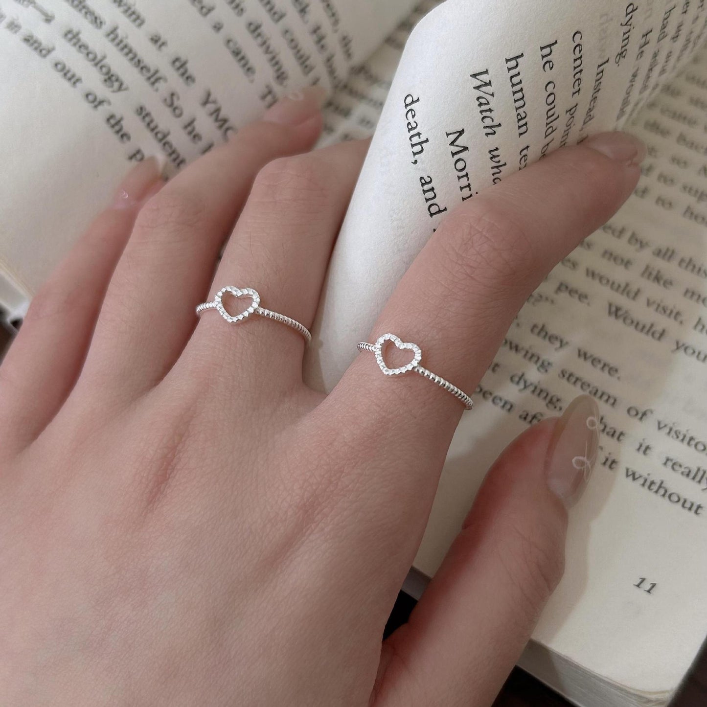 Anello Aperto Minimalista a Forma di Cuore in Argento Sterling 925 per Donna