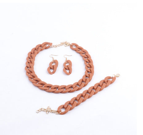 Minimalist Sweet Geometric Acrylic Pendant Necklace Set for Women