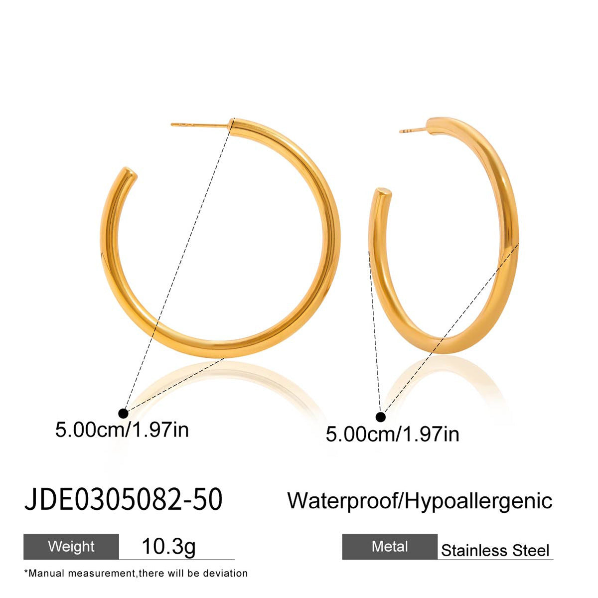Pendientes de aro geométricos de acero inoxidable con acabado chapado para mujer, aretes minimalistas a la moda