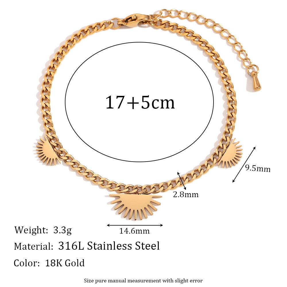 Vintage-Inspired Geometric Heart and Floral Stainless Steel Bracelet for Women with 18K Gold Plating and Micro-Pave Detailing