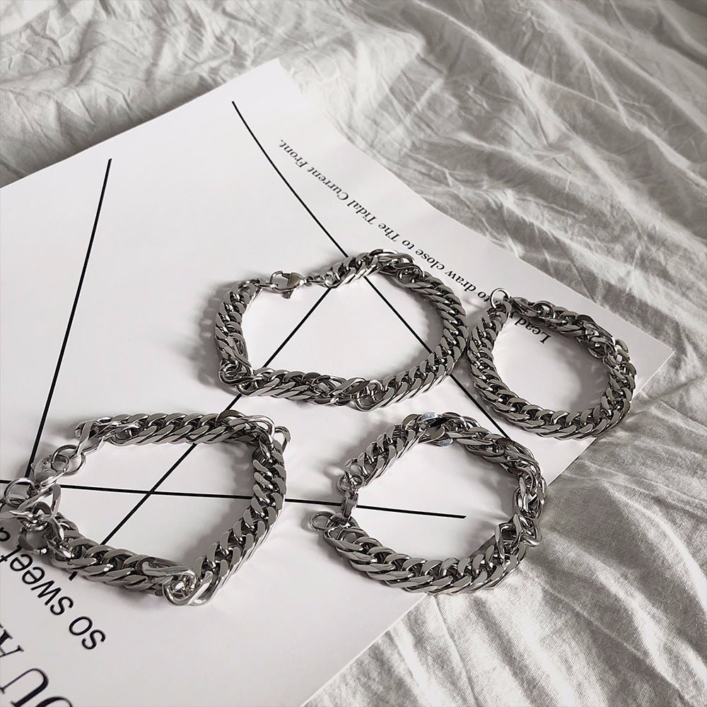 Bracciale da uomo minimalista in acciaio inossidabile con finitura lucida, accessorio unisex retrò alla moda hip hop
