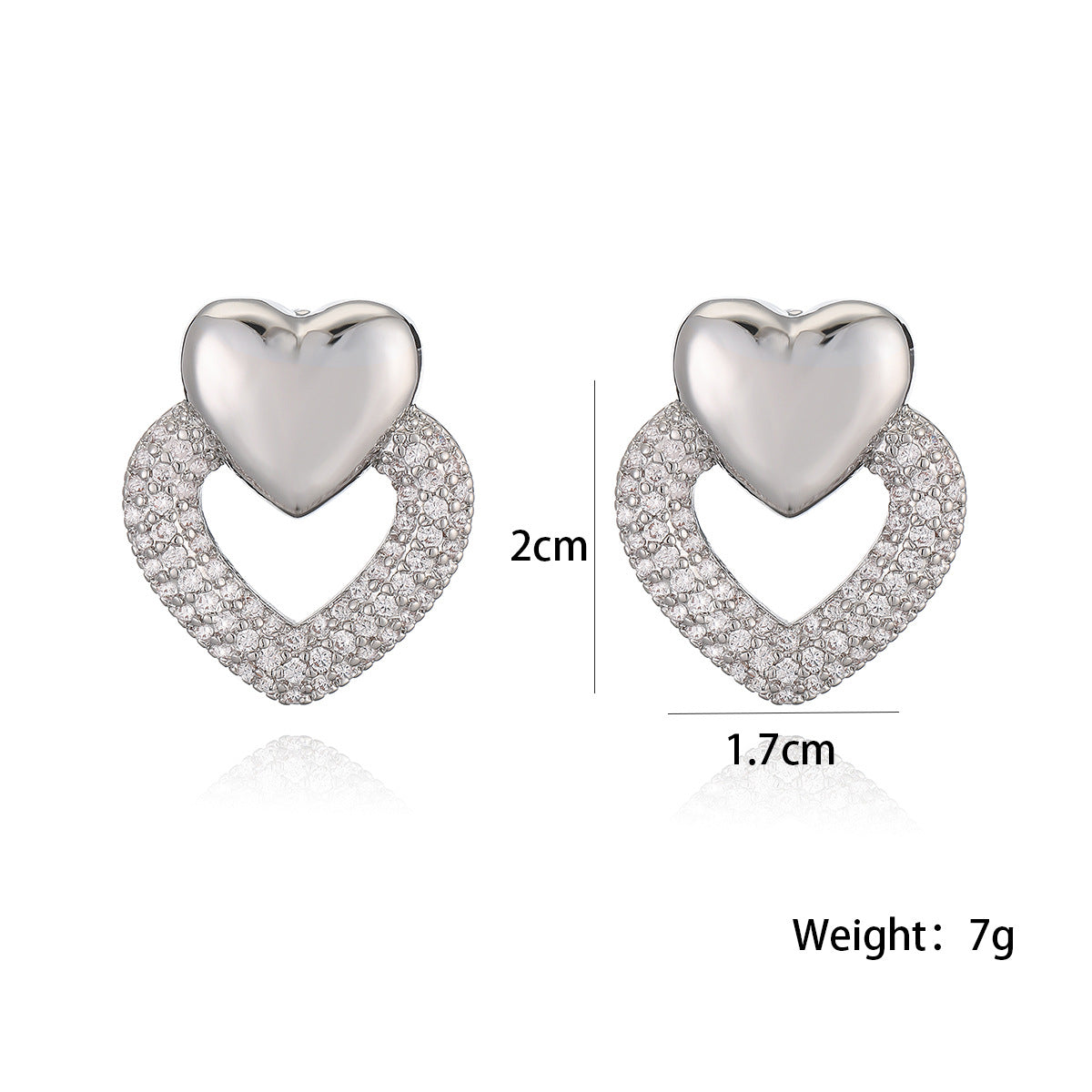 Vintage Style Heart-Shaped Copper Earrings with 18K Gold Plating and Micro-Pavé Zirconia for Women