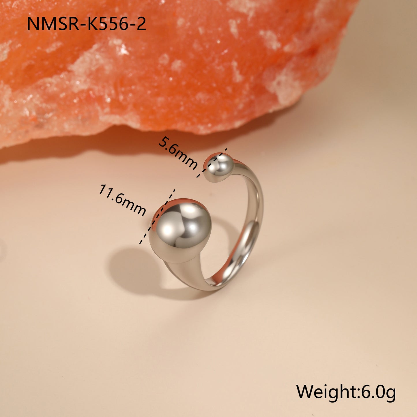 Minimalist Stainless Steel Star-Shaped Geometric Open Ring with 18K Gold Plating for Women