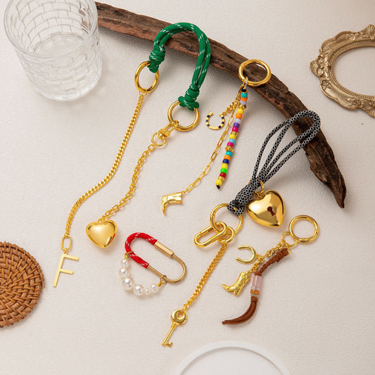 Minimalist Gradient Plated Brass DIY Charm Bar Keychain