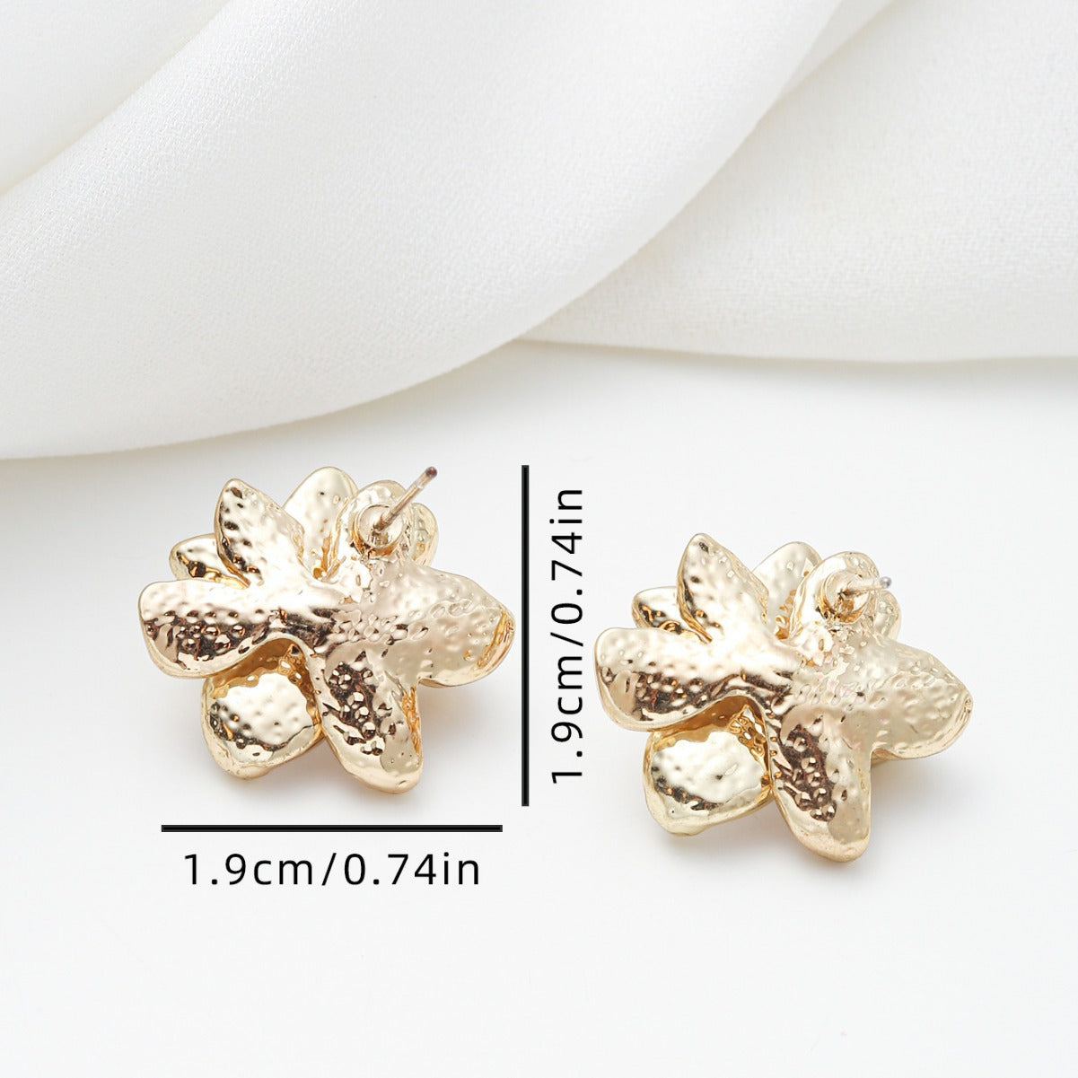 Pendientes de tuerca florales minimalistas con incrustaciones de perlas en aleación de metal para mujer