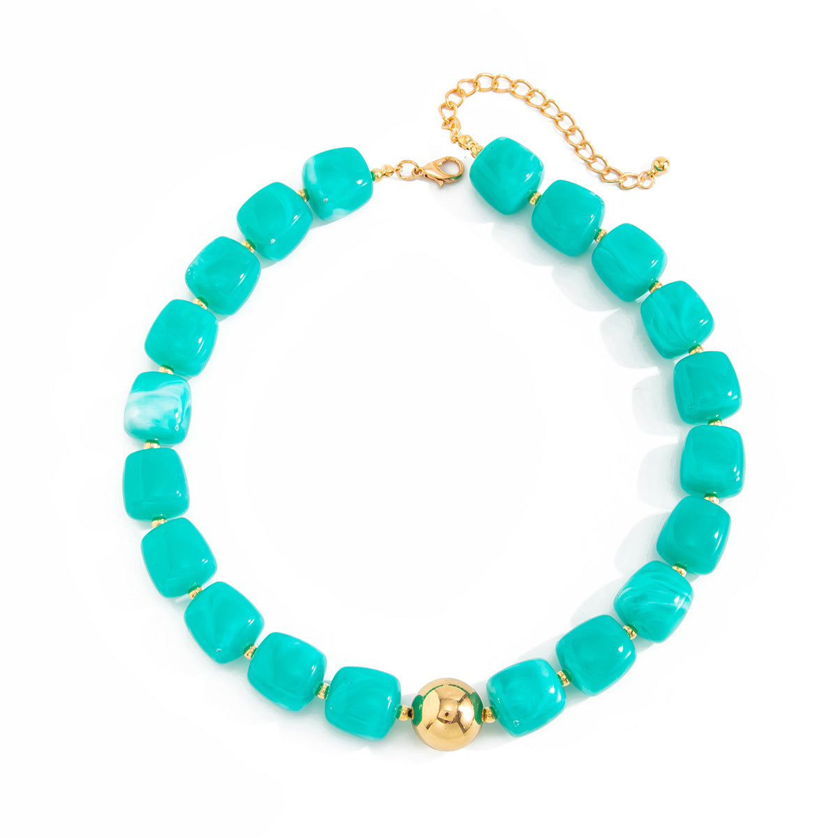 Bohemian Vintage Geometric Round Resin Beaded Necklace for Women DIY Charm Bar