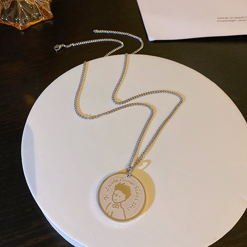 Collana con ciondolo geometrico vintage in lega per donna con catena a medaglione placcata