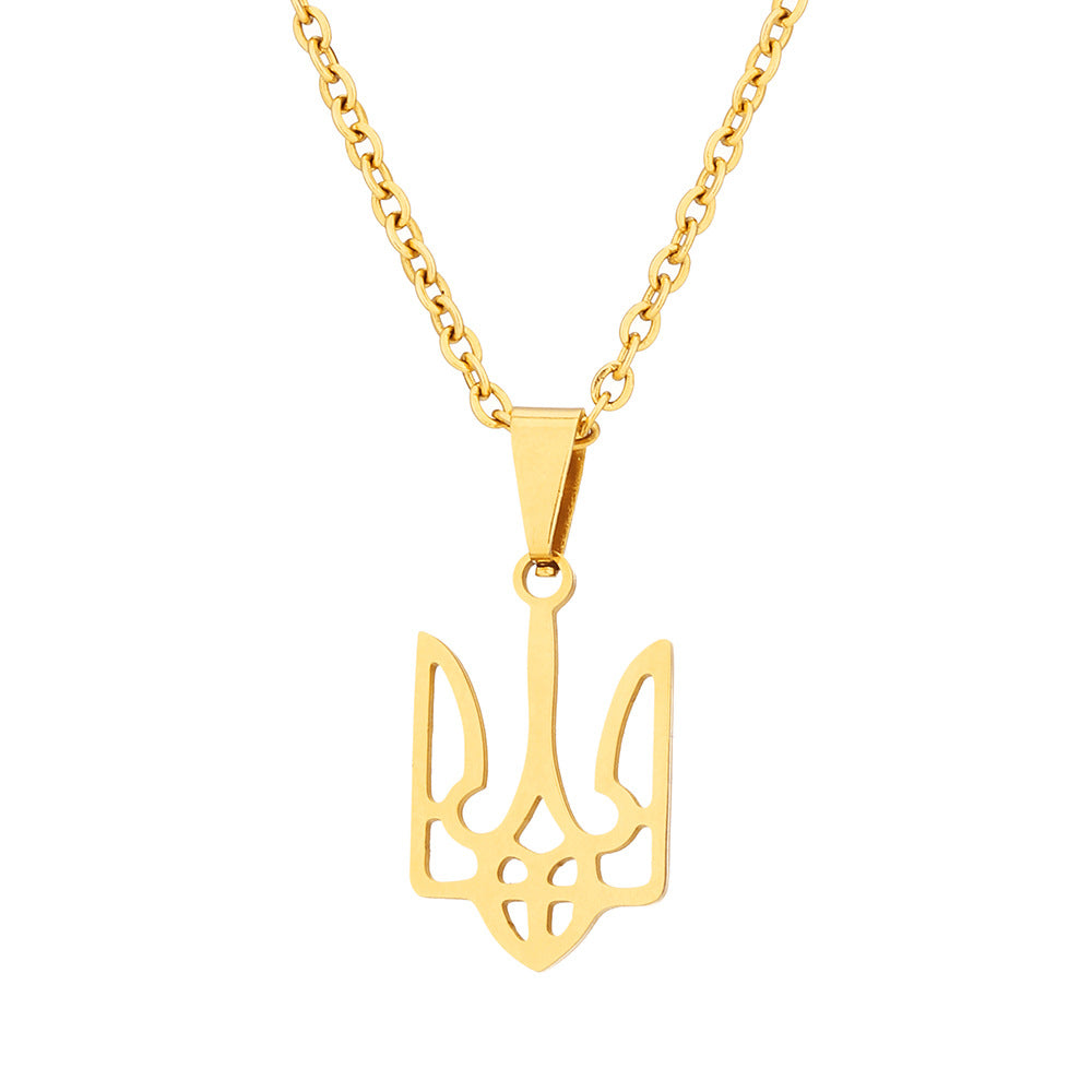 Collana con ciondolo geometrico etnico vintage da donna in acciaio inossidabile e titanio con finitura placcata, catena a O