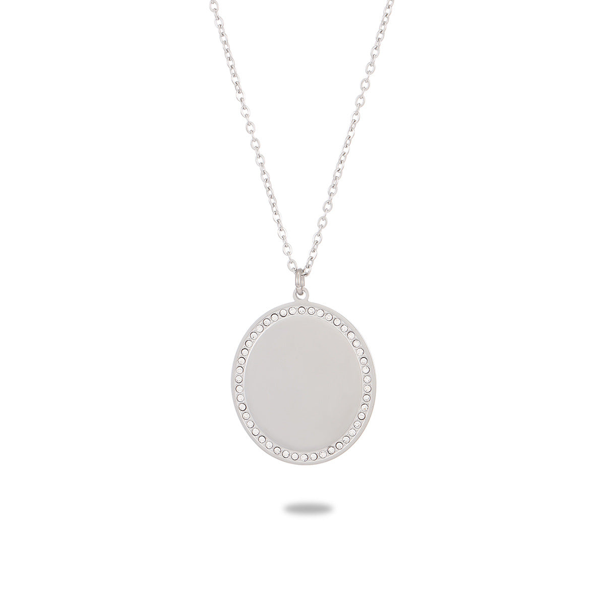 Collar minimalista de acero inoxidable chapado en oro de 18 quilates, geométrico redondo con colgante de circonita cúbica para mujer, barra de dijes de bricolaje