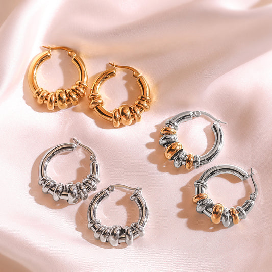 Minimalist Luxury 18K Gold Plated Geometric Stainless Steel Earrings for Women