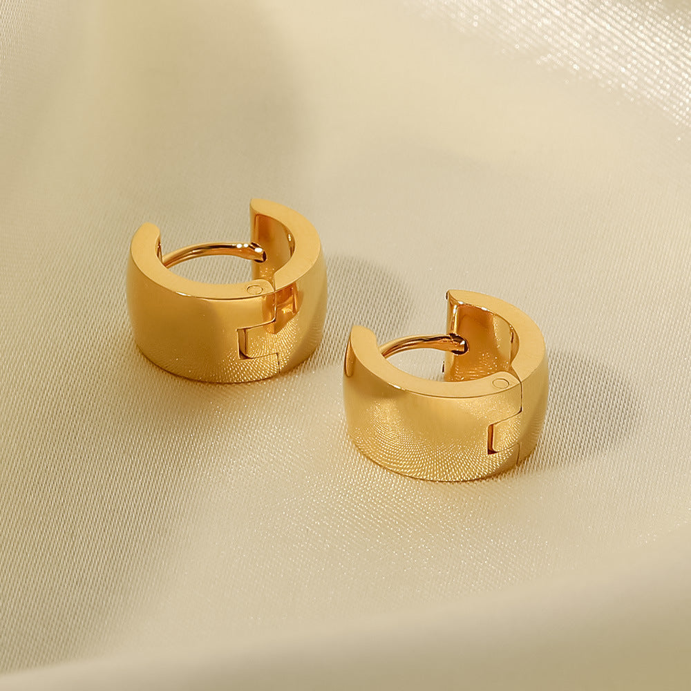 Aretes de Acero Inoxidable Geométricos con Baño de Oro de 18K para Mujer — Pendientes de Clip Minimalistas de Moda