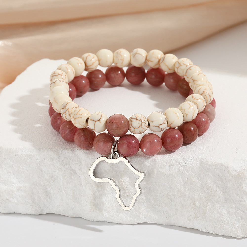 Handmade Geometric Cross Stone Beaded Bracelet Set for Unisex