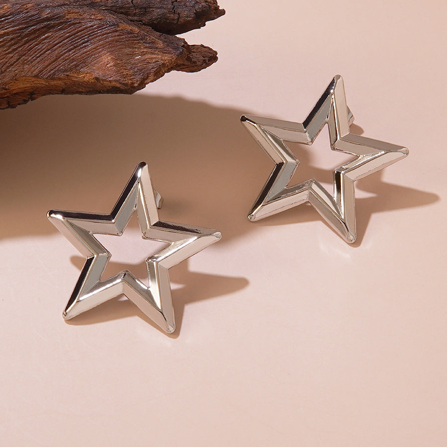 Elegant Geometric Star Stainless Steel Stud Earrings for Women