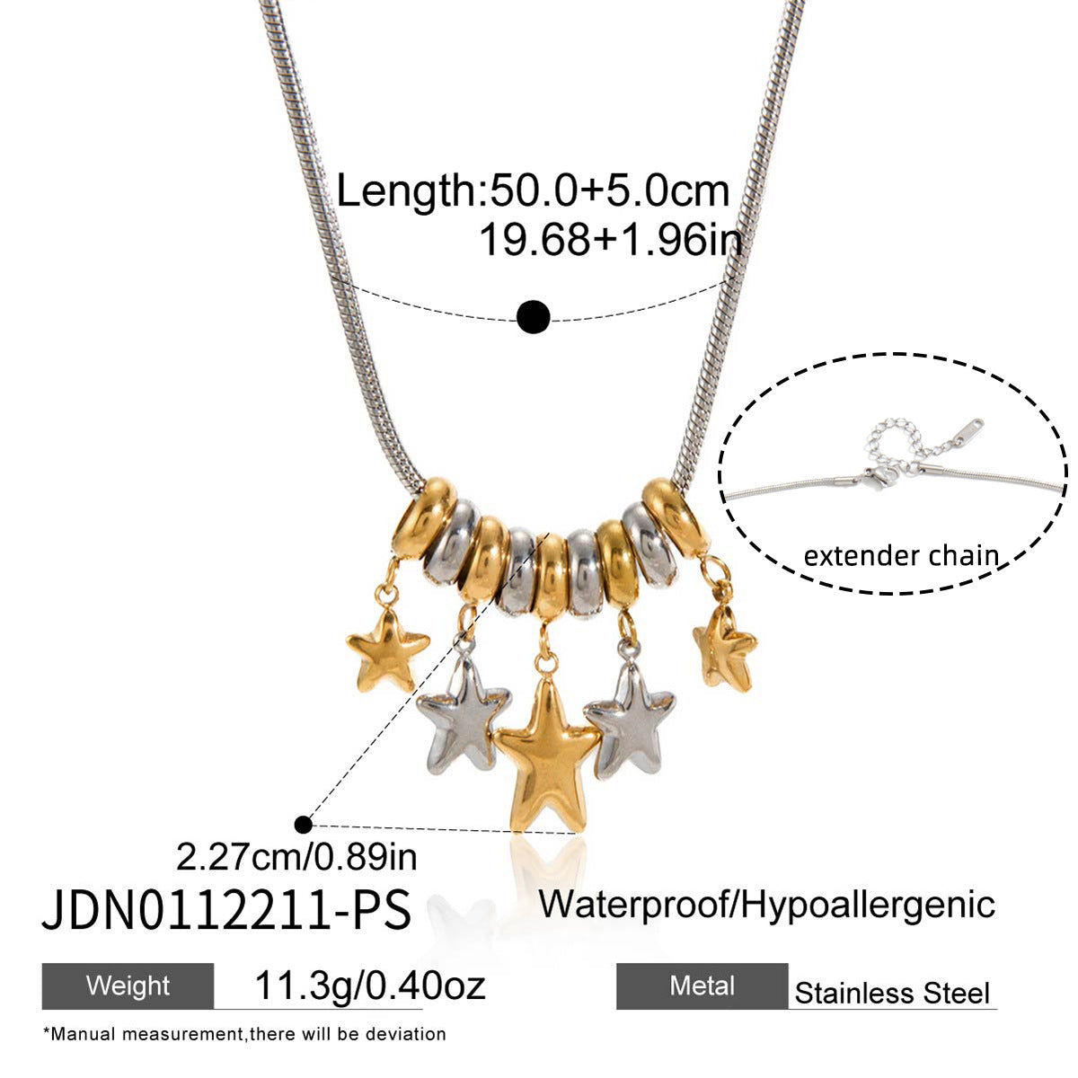 Minimalist Two-Tone Star Stainless Steel PVD Gold Plated Necklace for Women