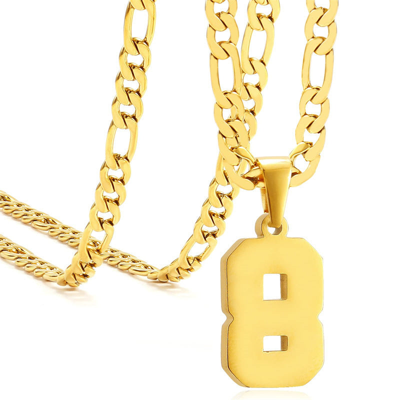 Minimalist Numeric Pendant Necklace for Men and Women Stainless Steel Chain with Polished Titanium Steel Charm