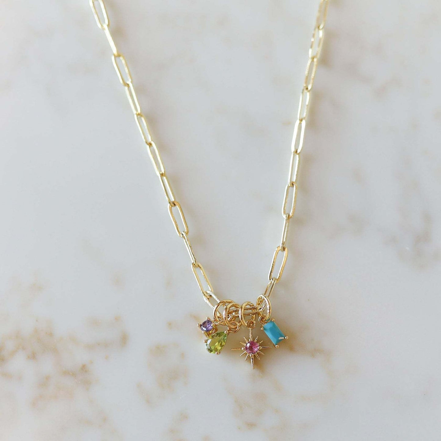 Collana con ciondolo a stella in acciaio inossidabile placcato oro 18 carati con catena di mais unisex per ciondoli fai da te
