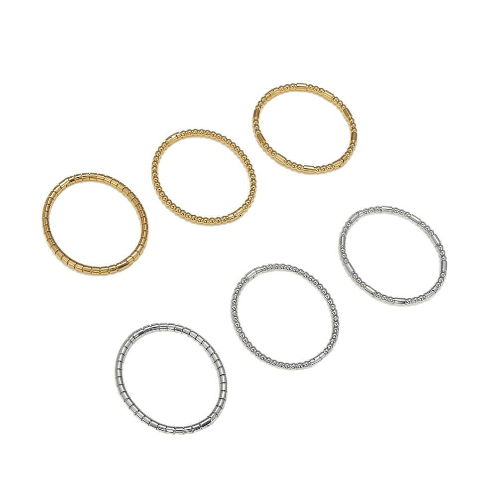 Minimalist Geometric Titanium Steel Bracelet with Gold Inlay for Women and Unisex Fashionable Office Wear