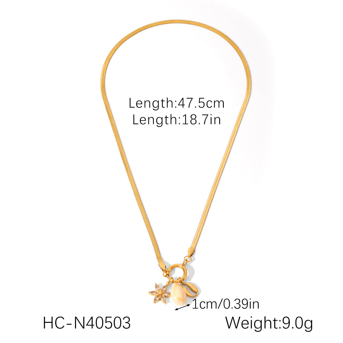 Collana a catena in acciaio inossidabile con ciondoli in acciaio al titanio e perle, forme geometriche (cuore, stella, goccia), finitura placcata, per donne