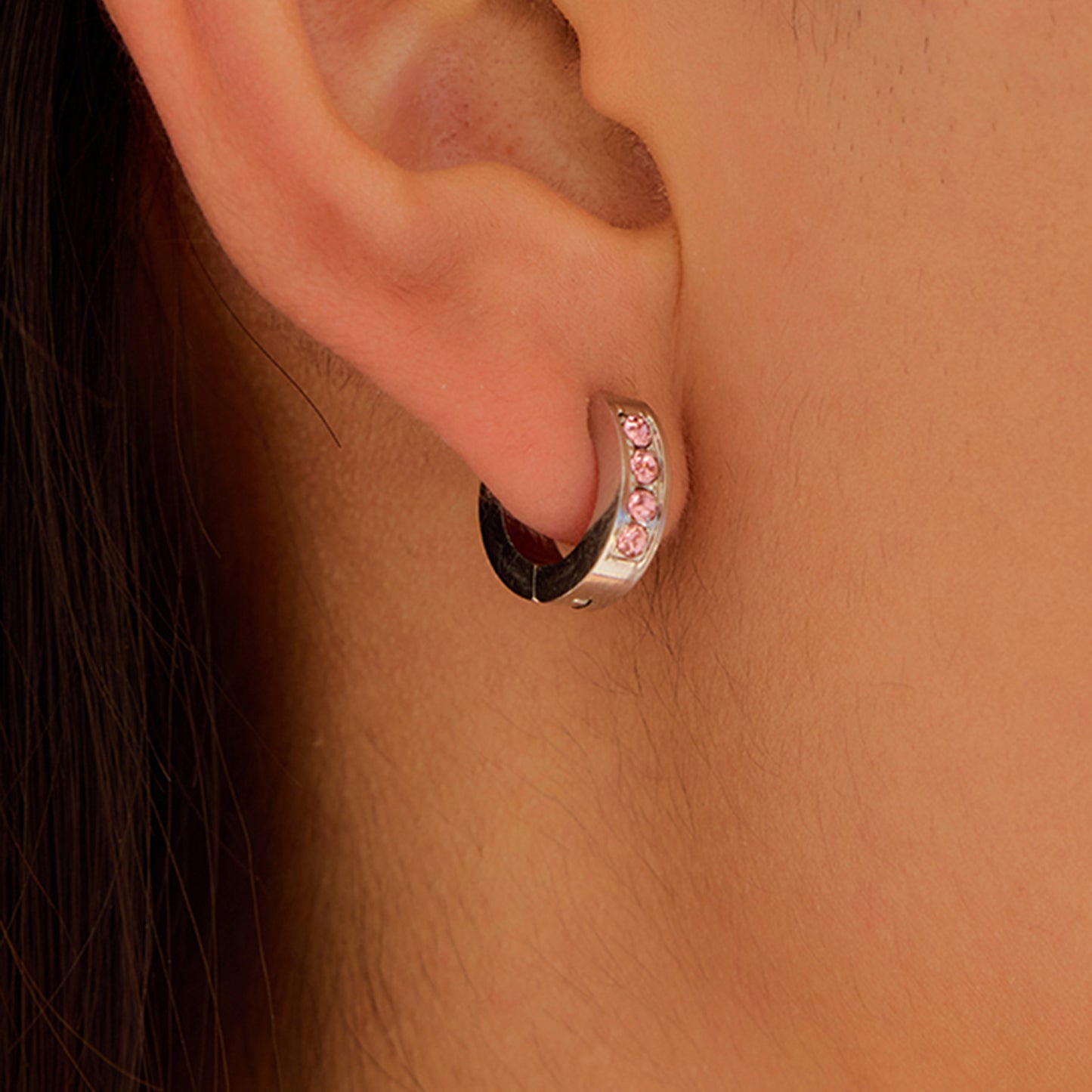 Elegant Geometric Heart Stainless Steel Plated Cubic Zirconia Earrings for Women