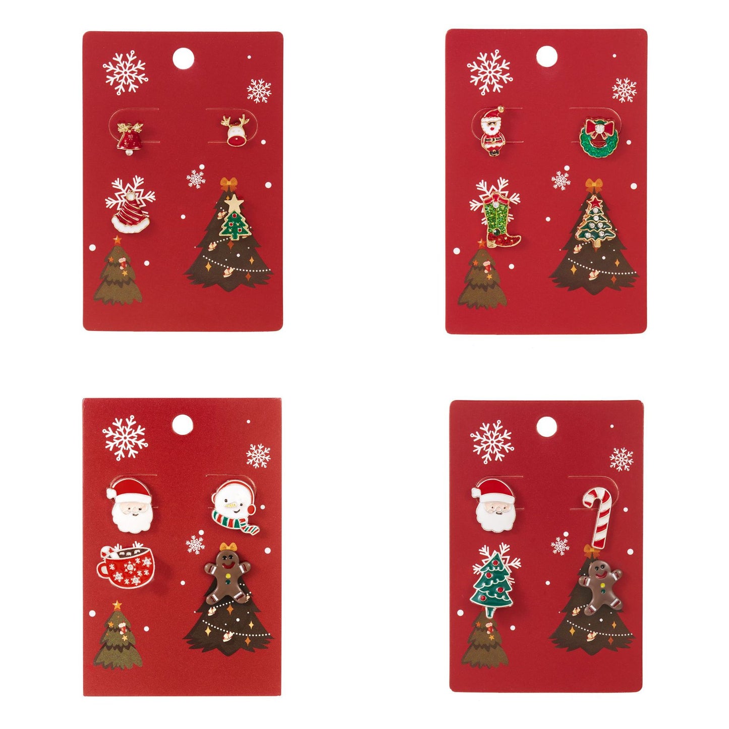 Orecchini a perno natalizi vintage esotici a forma di Babbo Natale, pupazzo di neve e campanella per donna in lega placcata, gioielli per le feste
