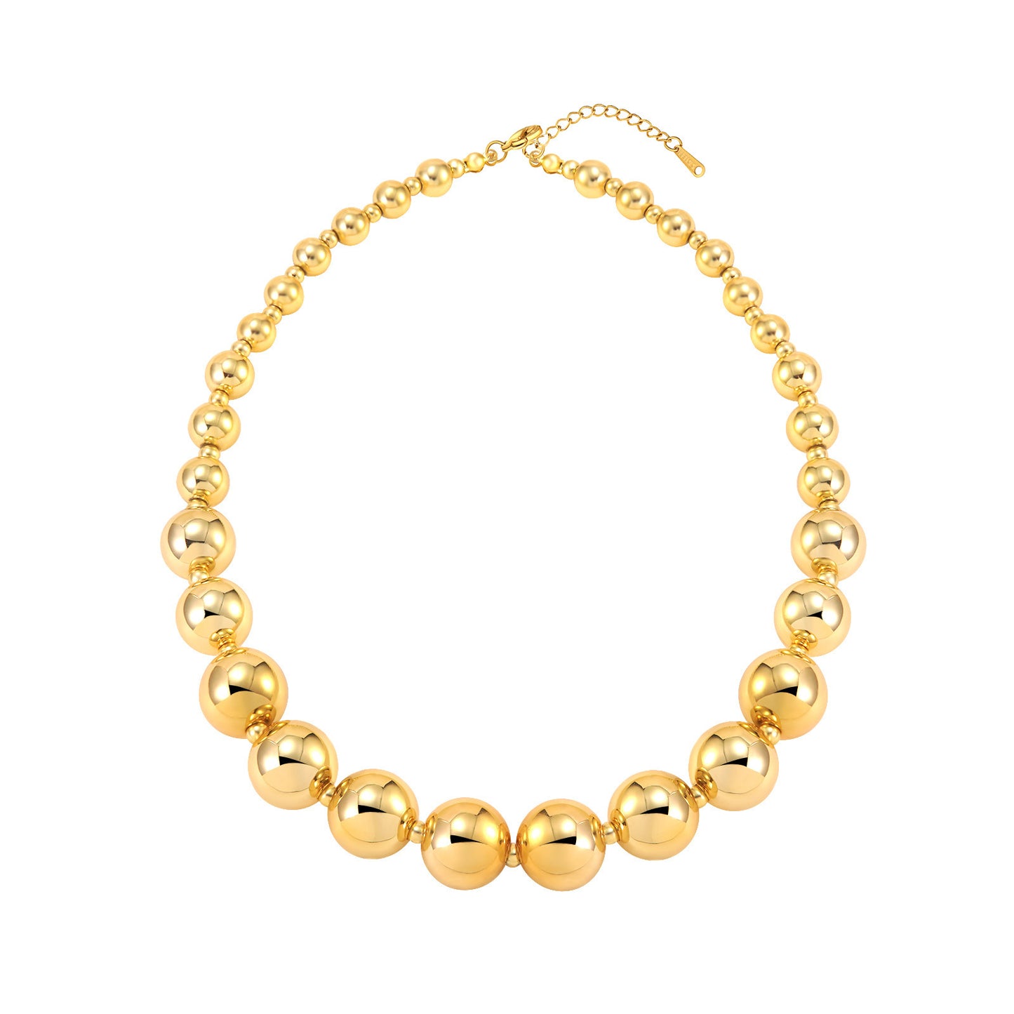 Hip-hop Punk Geometric Round Ball Chain Stainless Steel Necklace and Bracelet Set