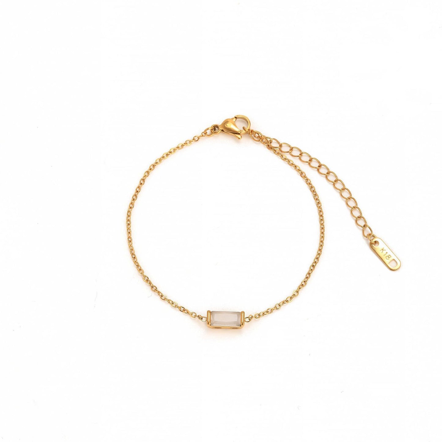 Collana Geometrica Placcata in Acciaio al Titanio con Zirconia Cubica Pietra Portafortuna Unisex