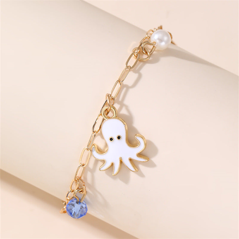 Pulsera Infantil Temática del Océano con Colgante en Forma de Estrella, Fabricada en Resina y Plástico, Diseño Artesanal para Niñas de 6 a 10 Años