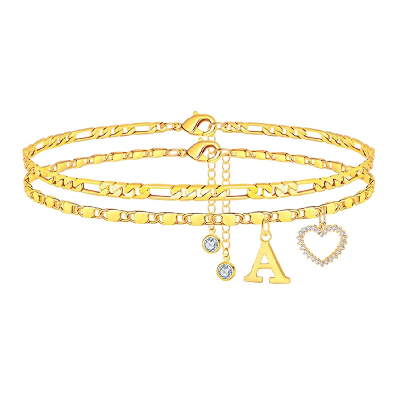 Minimalist Heart Letter Alloy Rope Chain Anklet for Women