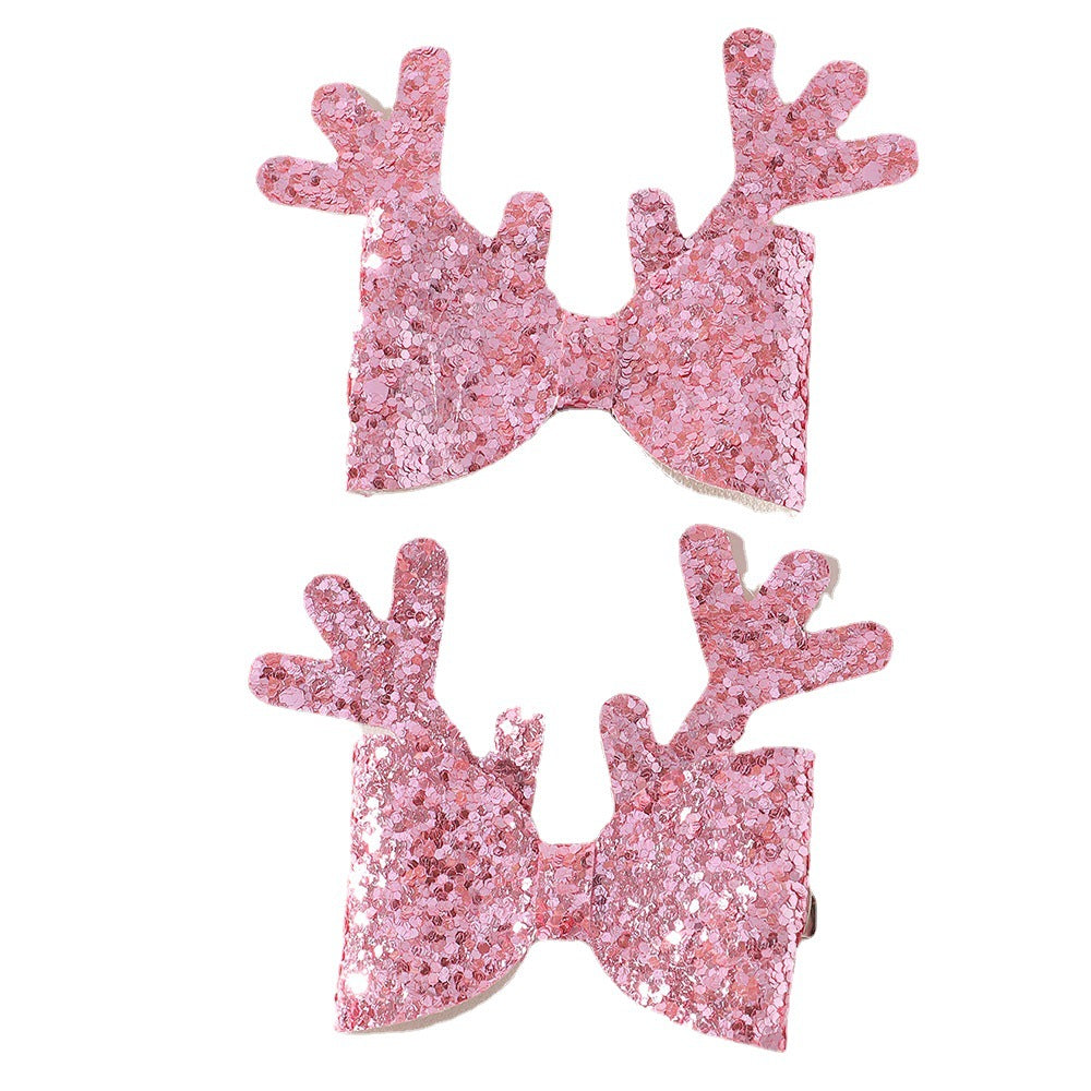 Set di Fermagli per Capelli Fatti a Mano a Forma di Fiocco per Bambine con Design a Orecchie di Cervo e Finitura Glitterata, Accessori per Capelli in Tessuto per Bambini dai 6 ai 10 Anni