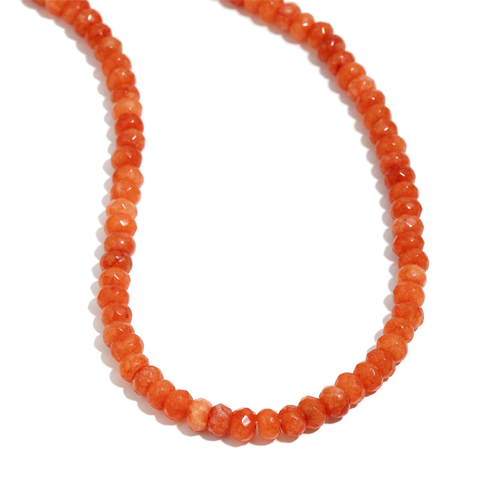 Collar Colgante Geométrico Minimalista para Mujer Acero Inoxidable con Baño de Oro de 18K Ópalo y Piedra Natural de Ágata Roja