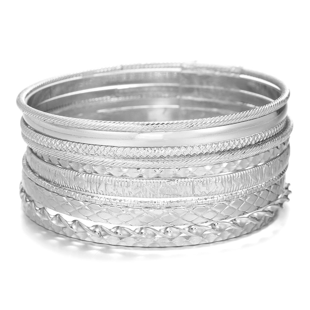 Bohemian 18K Gold Plated Brass Geometric Round Multi-Layer Bracelet for Women