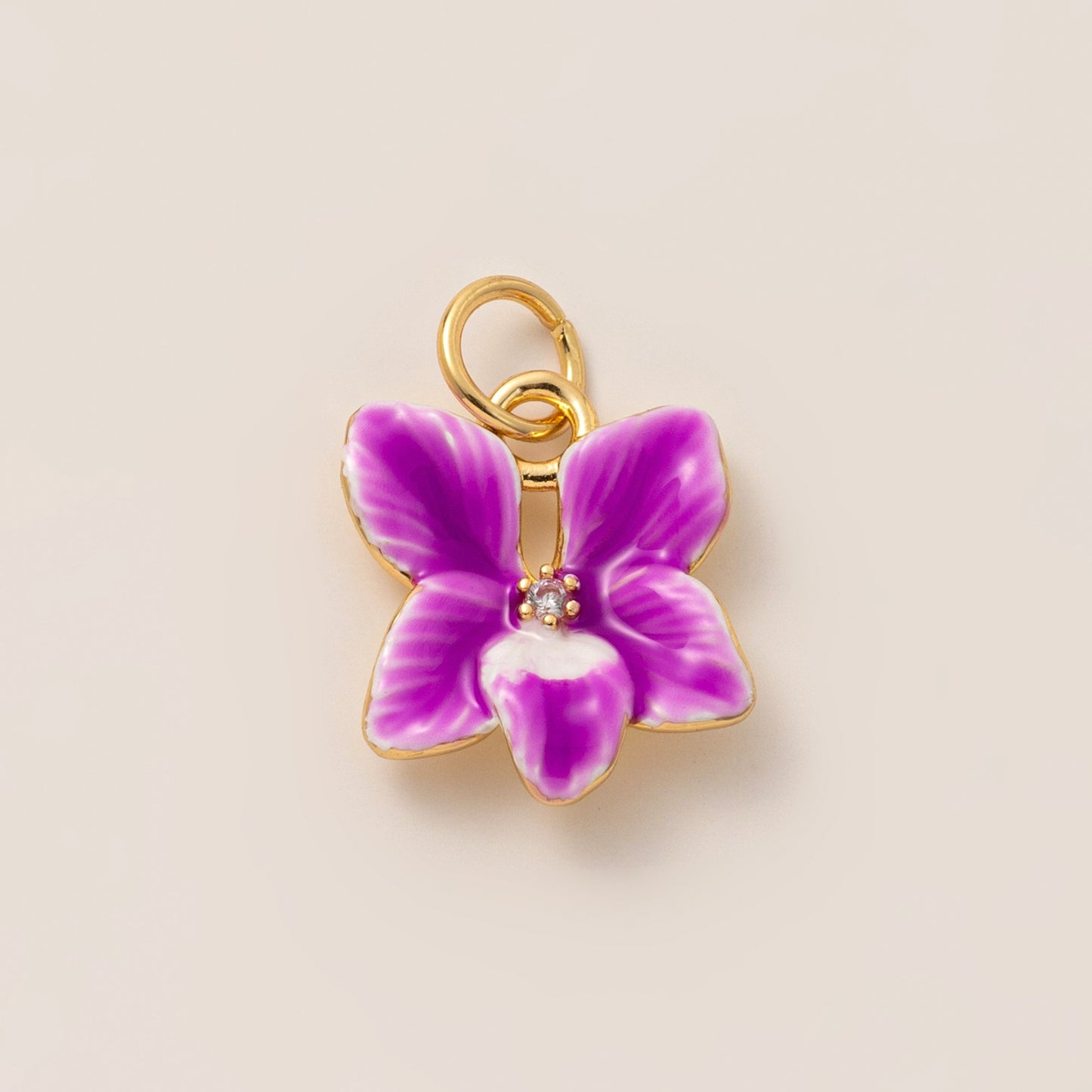 Minimalist Sweet 18K Gold Plated Brass Floral DIY Charm Bar Bag Pendant Keychain