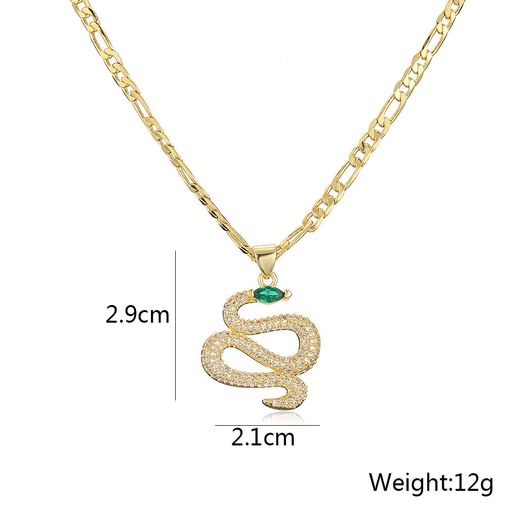 Collana a serpente geometrico in rame placcato oro 18K da donna, stile lusso minimalista