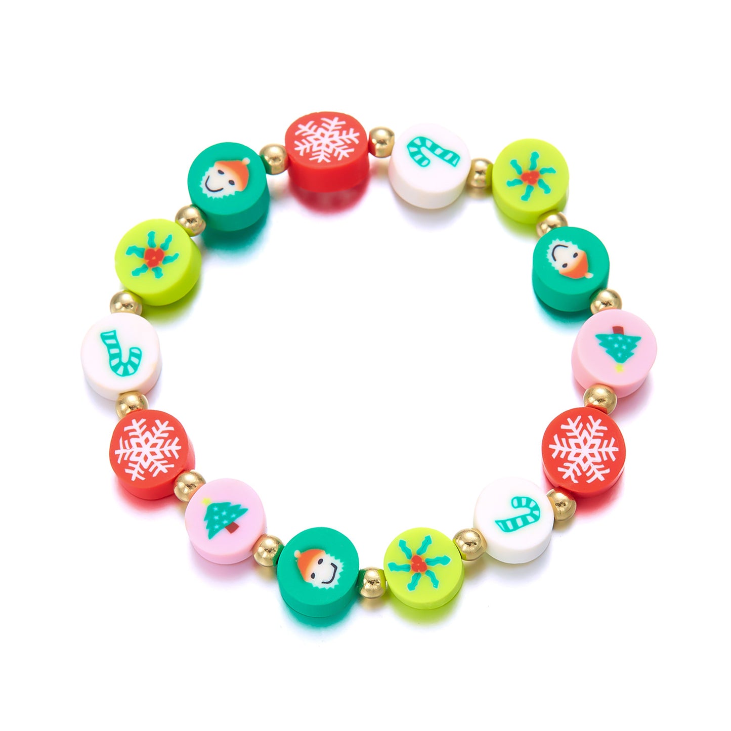 Fashion-Commuter Style Cartoon Character Beaded Bracelet for Women with Snowflake and Christmas Bell Charms