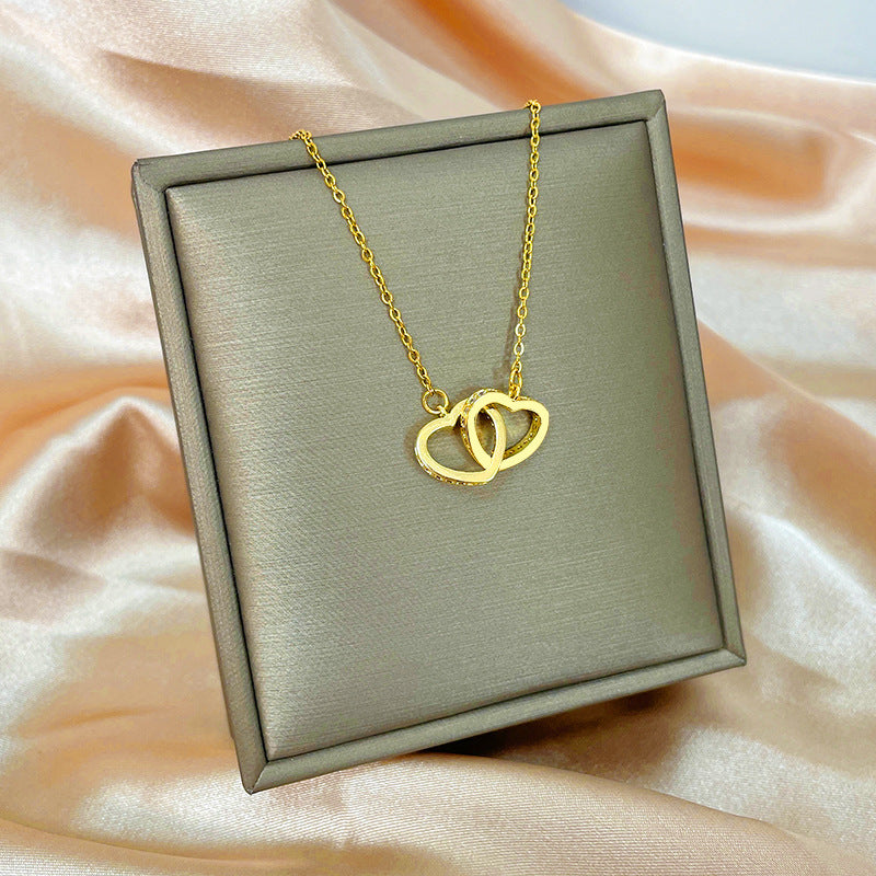 Minimalist Geometric Titanium Steel Necklace with Gold-Plated Copper Pendant and O-Chain for Women