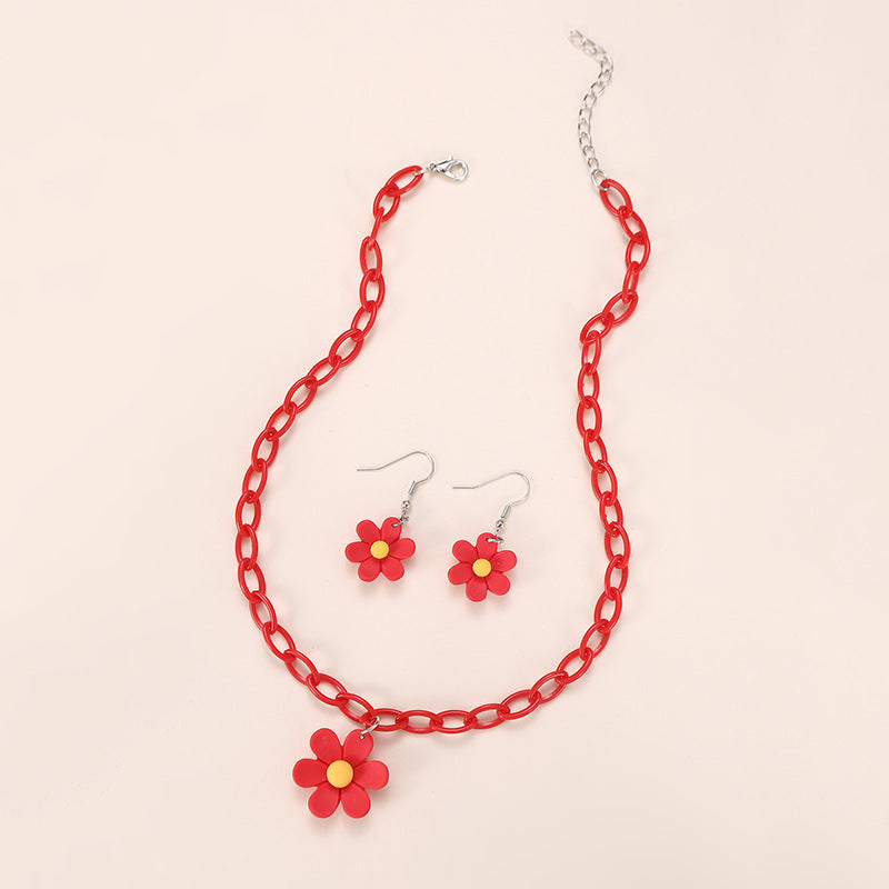 Set collana a forma di fiocco minimalista in acrilico per bambine con ciondolo in resina e catena di perline per bambini dai 3 ai 10 anni