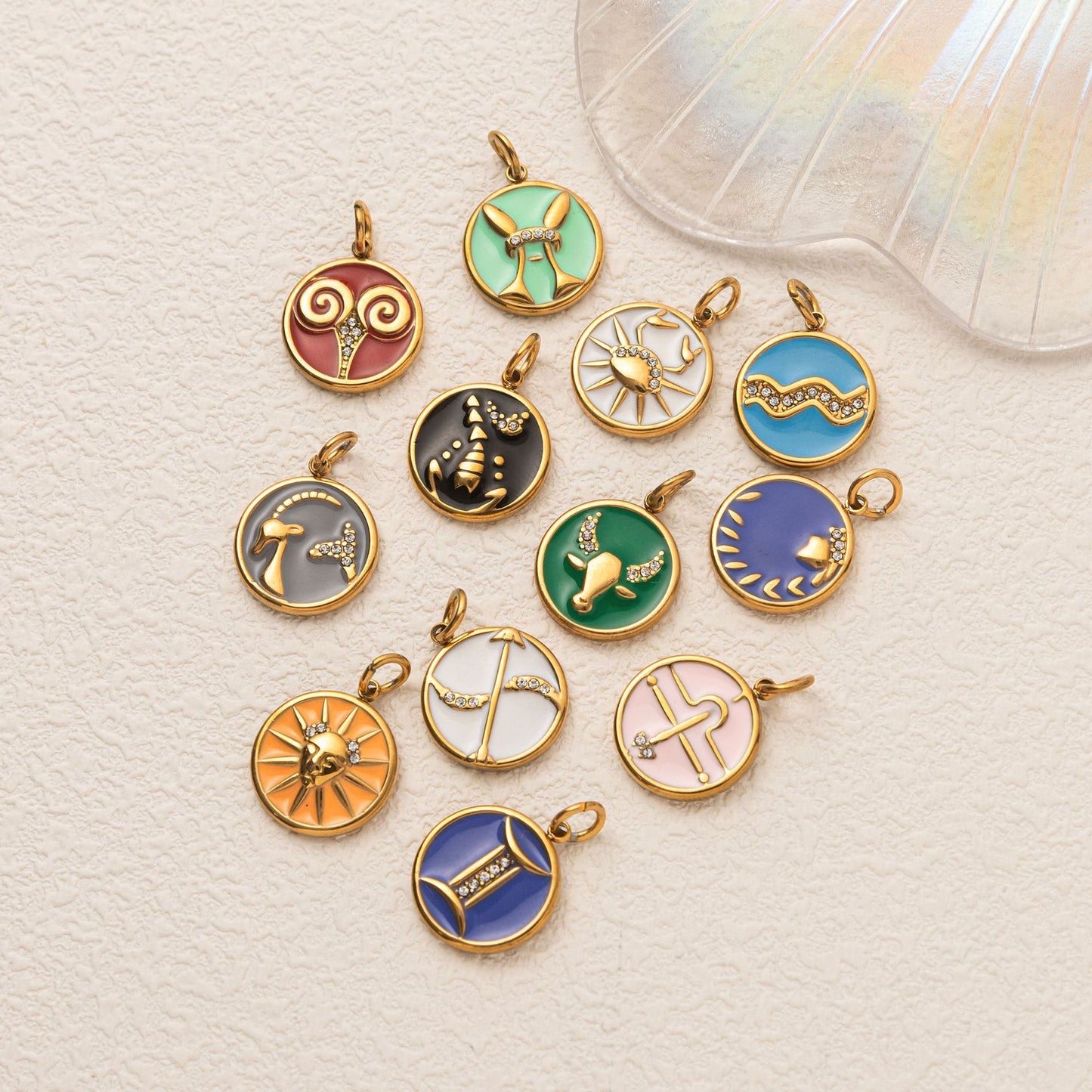 Minimalist Stainless Steel PVD 18K Gold Plated Zodiac Charm Bar
