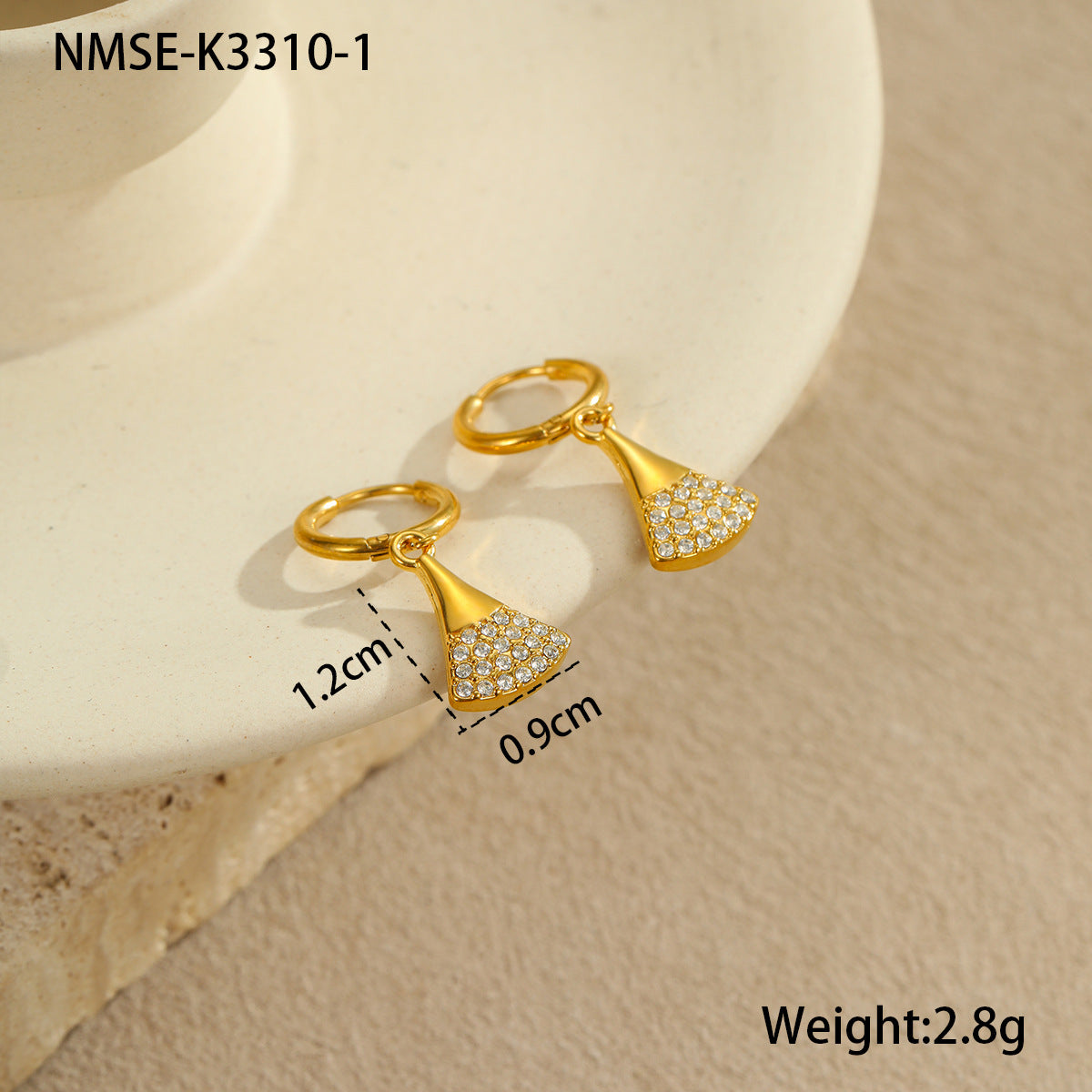 Pendientes de Acero Inoxidable con Forma de Estrella de Mar y Concha con Incrustaciones de Diamantes de Imitación para Mujer