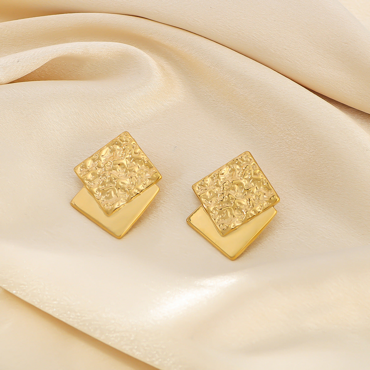 Minimalist Geometric Stainless Steel Earrings with 18K Gold Plating for Women