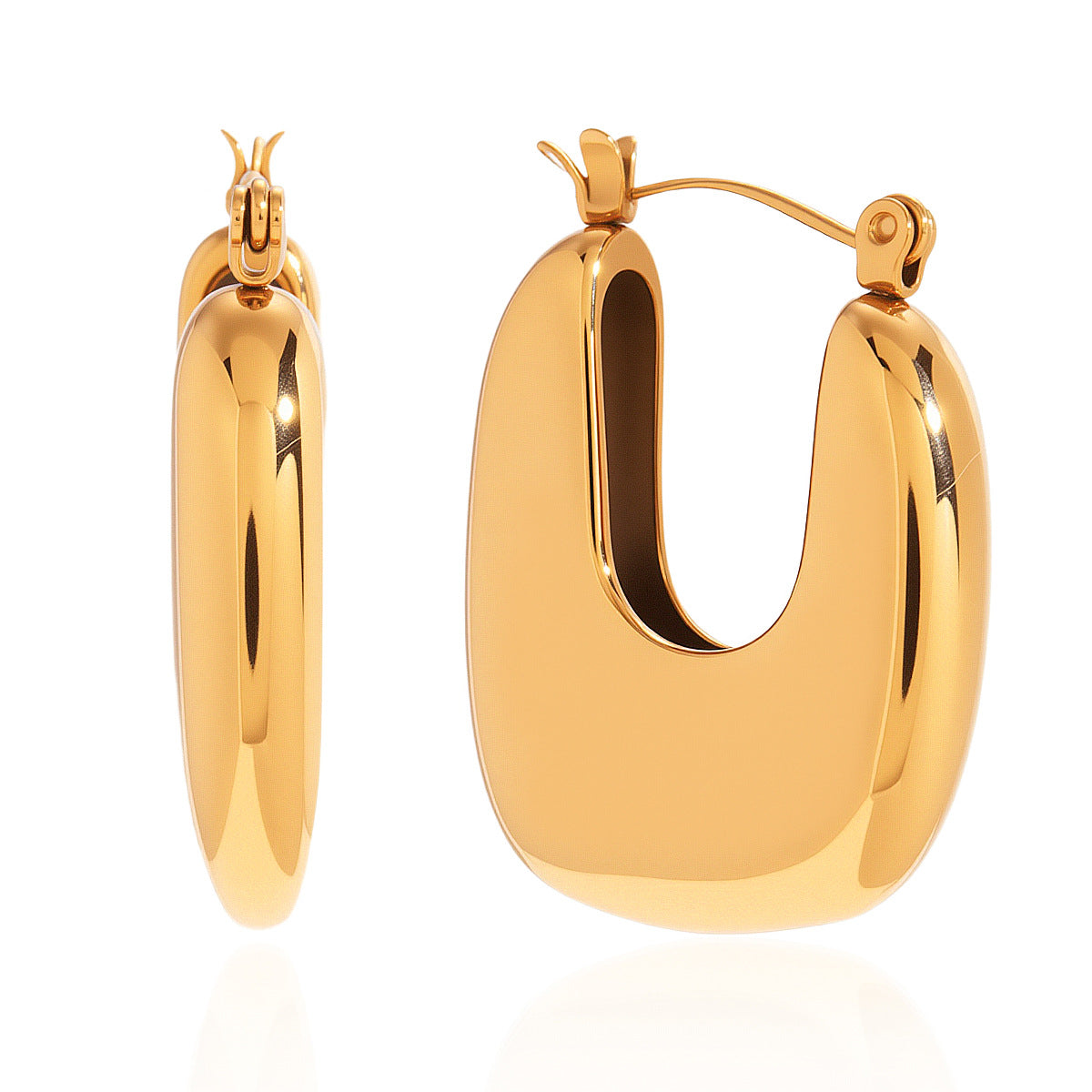 Orecchini a Cerchio da Donna in Acciaio Inossidabile Geometrici Placcati Oro