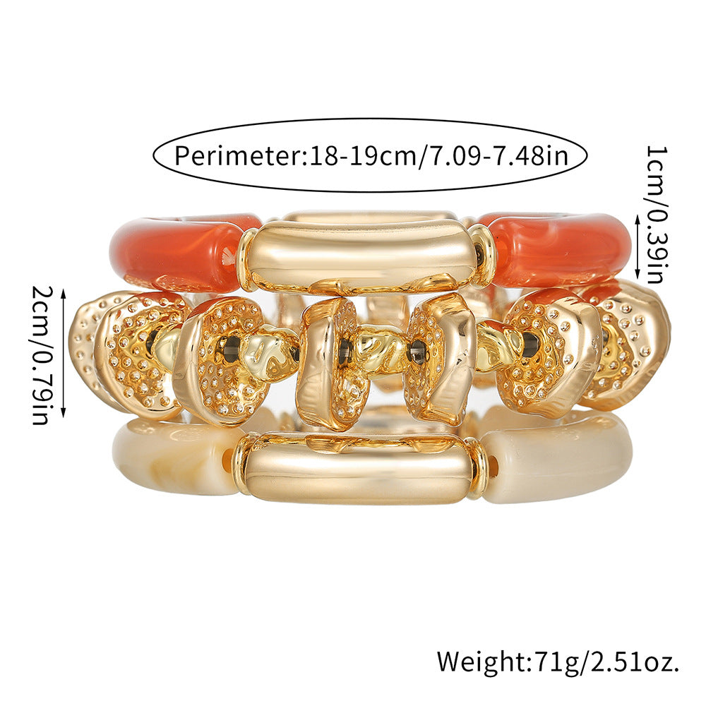 Exaggerated Geometric Acrylic Bracelet Set Irregular Round CCB Bangles for Women