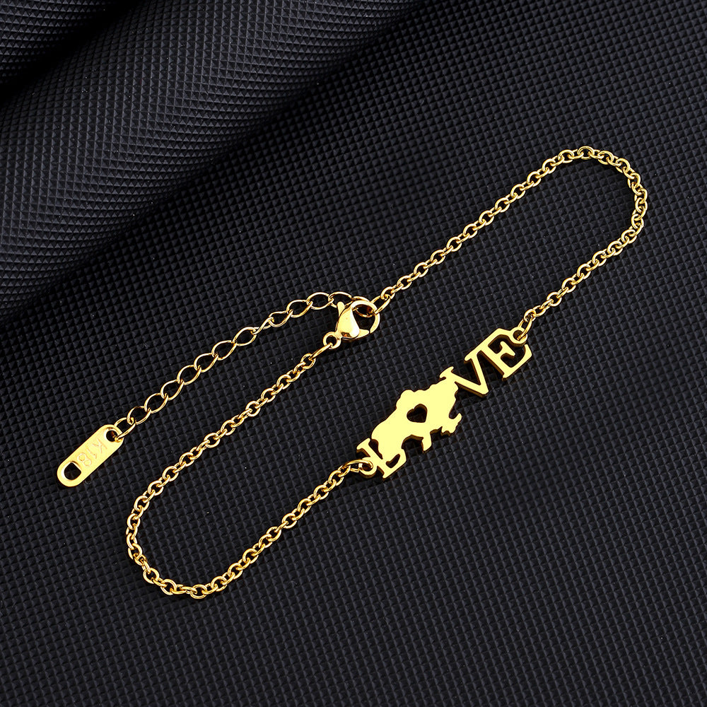 Bracciale con Pendente Geometrico in Acciaio Inossidabile Stile Etnico da Donna con Finitura Galvanizzata