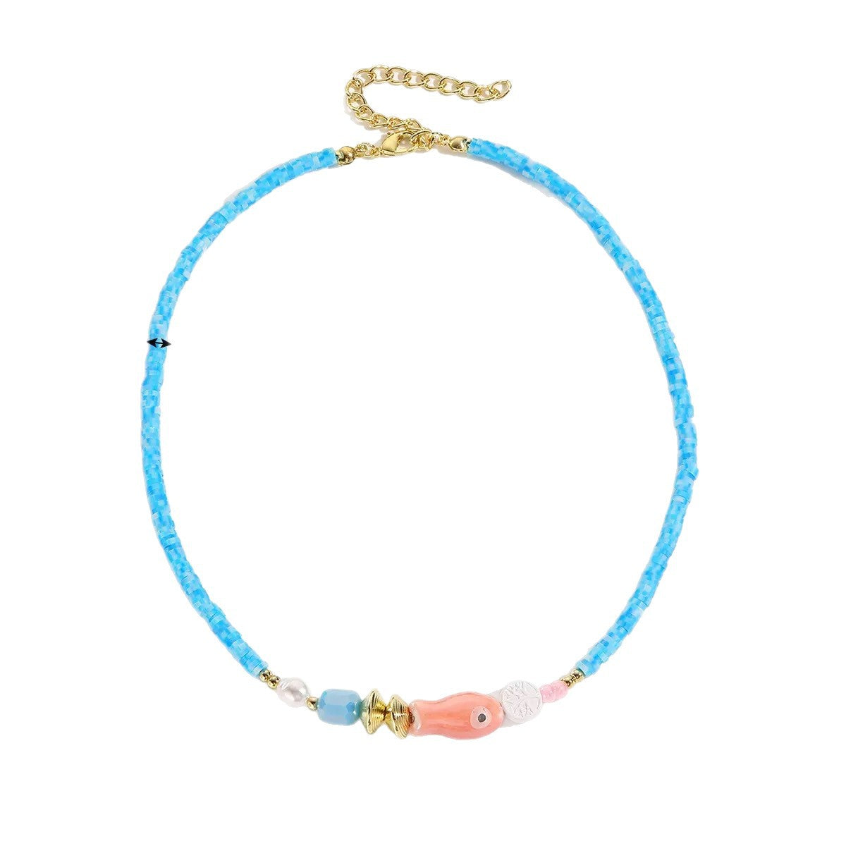 Bohemian Colorful Seed Bead Shell Star Drip Oil Alloy Necklace Rope Chain Women